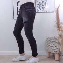 Black denim destroyed Jeans L