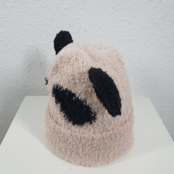 Strickmütze PANDA mit Öhrchen Beige