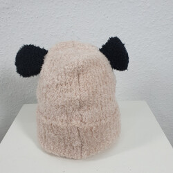 Strickmütze PANDA mit Öhrchen Beige