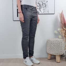 Graue Fake Leather Jeans große Größen L