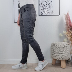 Graue Fake Leather Jeans große Größen L