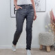 Graue Fake Leather Jeans große Größen L