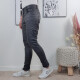 Graue Fake Leather Jeans große Größen L