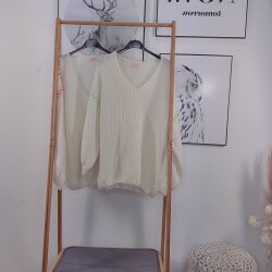 V-Neck Pulli mit Neon Naht- One Size