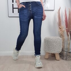 Sweat Denim Jeans mit Glitzerkn&ouml;pfen