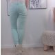 Jewelly Damen Stretch Twill Jeans| Boyfriend Hose mit dekorativen Schmuckkn&ouml;pfen| Mid Rise 5 Pocket Hose Mint S