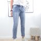 Jewelly Stretch Jeans| im Baggy Boyfriend Schnitt| Damen Hose mit dekorativer Knopfleiste| Perfekter Sitz M Bleached