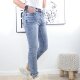 Jewelly Stretch Jeans| im Baggy Boyfriend Schnitt| Damen Hose mit dekorativer Knopfleiste| Perfekter Sitz M Bleached