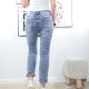 Jewelly Stretch Jeans| im Baggy Boyfriend Schnitt| Damen Hose mit dekorativer Knopfleiste| Perfekter Sitz M Bleached