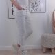 Jewelly Stretch Jeans| im Baggy Boyfriend Schnitt| Damen Hose mit dekorativer Knopfleiste| Perfekter Sitz L Wollwei&szlig;