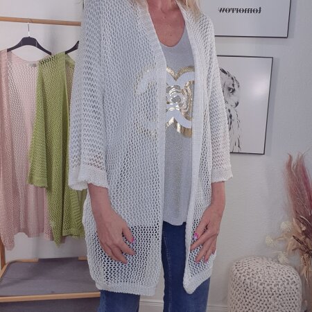Lochstrick Cardigan Lurex- One Size 36 bis 44 (3 Farben)