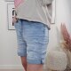 Karostar Damen Baggy Denim Stretch-Shorts Kurze Denim Jeans Hose Boyfriend |dekorative Schmuck Kn&ouml;pfe