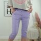 Karostar Damen Baggy Denim Stretch-Bermuda Kurze Denim Jeans Hose Boyfriend |dekorative Schmuck Kn&ouml;pfe|7/8 Capri
