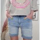 Jewelly Damen Baggy Jeans Stretch-Shorts| Kurze Denim Hose Boyfriend |Krempel Hose Denim Blue M