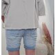 Jewelly Damen Baggy Jeans Stretch-Shorts| Kurze Denim Hose Boyfriend |Krempel Hose Denim Blue M