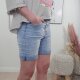 Jewelly Damen Baggy Jeans Stretch-Shorts| Kurze Denim Hose Boyfriend |dekorative Knopfleiste
