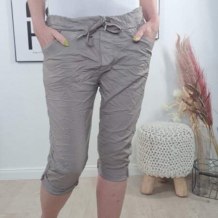 Bermuda Schlupfhose Jogger 4 Farben- One Size 36 bis 42 Taupe