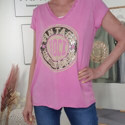 V-Neck Shirt Vintage Rock - One Size (5 Farben) Pink