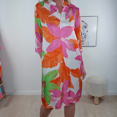 Schlupf Kleid Hibiskus mit Taschen- One Size 36 bis 42