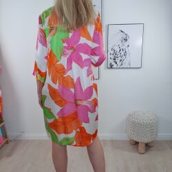 Schlupf Kleid Hibiskus mit Taschen- One Size 36 bis 42