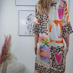 Schlupf Kleid Leo Mix mit Taschen- One Size 36 bis 42