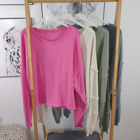 Boxy Sweatshirt Raw Cuts- One Size 36 bis 44 (7 Farben)