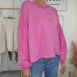 Boxy Sweatshirt Raw Cuts- One Size 36 bis 44 (7 Farben) Pink