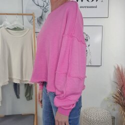 Boxy Sweatshirt Raw Cuts- One Size 36 bis 44 (7 Farben) Pink