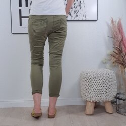 Buena Vista Malibu Damen 7/8 Stretch Hose| Twill Pants mit schr&auml;ger Knopfleiste| Capri Hose