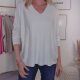 Viskose V-Neck Langarm Shirt- One Size 36 bis 44