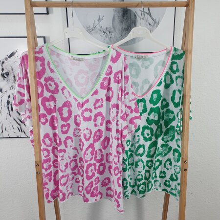 V-Neck Shirt Neon Leo- One Size 36 bis 44