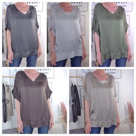 Seidiges Blusen Shirt Curvy- One Size 36 bis 44