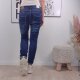 Karostar Damen Stretch Jeans| Boyfriend Baggy Denim Hose| Knopfleiste Schmuck Kn&ouml;pfe