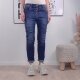 Boyfriend Stretch Jeans mit farbigen Schmuck Kn&ouml;pfen