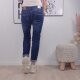 Boyfriend Stretch Jeans mit farbigen Schmuck Kn&ouml;pfen