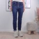 Karostar Damen Stretch Boyfriend Jeans|  Slim Baggy Denim Hose| Knopfleiste Schmuck Kn&ouml;pfe