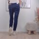 Karostar Damen Stretch Boyfriend Jeans|  Slim Baggy Denim Hose| Knopfleiste Schmuck Kn&ouml;pfe