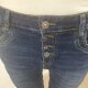 Karostar Damen Stretch Boyfriend Jeans|  Slim Baggy Denim Hose| Knopfleiste Schmuck Kn&ouml;pfe