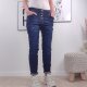 Karostar Damen Stretch Jeans| Boyfriend Baggy Denim Hose| Knopfleiste Schmuck Kn&ouml;pfe