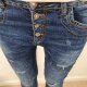 Jewelly Damen Stretch Jeans| Slim Boyfriend Style| Destroyed Look mit Schmuck Kn&ouml;pfen