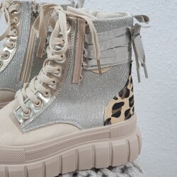 High Top Plateau Sneaker Beige Leo