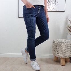 Buena Vista Malibu Stretch Damen Jeans Hose, Dunkelblau, Knopfleiste, 5 Taschen