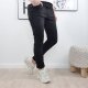 Karostar Damen Stretch Twill Jeans| Slim Boyfriend Style| Zipper und Knopf| 5- Pocket Basic Hose Schwarz-M