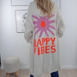 Kuschel Strickmantel Happy Vibes- One Size 36 bis 44