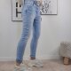 Jewelly Damen Stretch Mom Jeans| Slim Boyfriend Style| Zipper und Knopf Denim Blue-XL