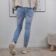 Jewelly Damen Stretch Mom Jeans| Slim Boyfriend Style| Zipper und Knopf Denim Blue-XL