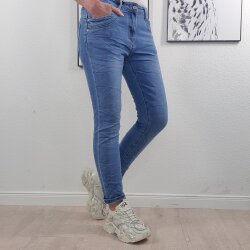 Jewelly Damen Stretch Mom Jeans| Slim Boyfriend Style| Zipper und Knopf Cosy Denim-XL