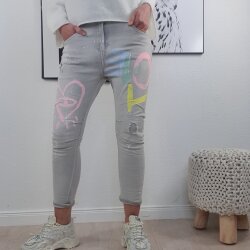 Sexy Woman  Jeans Love Grau