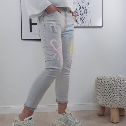 Sexy Woman  Jeans Love Grau