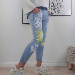 Sexy Woman  Jeans Flower Blau